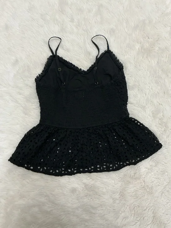 💜 Japna - Black Lace Peplum Tank Top - Picture 7 of 7